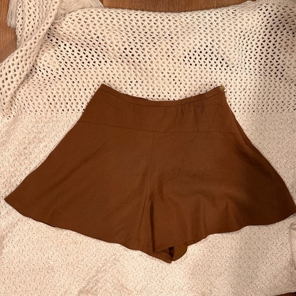 NWT WOMENS VINCE Pecan $195 Brown Swing Linen Blend Shorts *Size 6 - Picture 2 of 12
